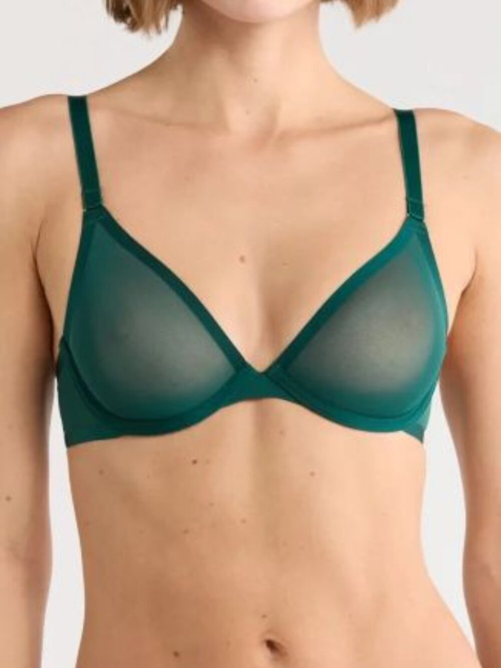 Cuup Bra NORDSTROM the Plunge Mesh in Serpentine Green $68 NWT